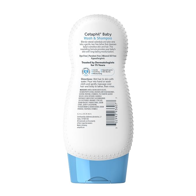 Cetaphil 2-in-1 Baby Shampoo & Body Wash, Tear Free, Calendula, 7.8 Fl Oz | 2-In-1 Baby Wash And Shampoo, Organic Calendula, Tear Free, Paraben Free, Newborn Sensitive Skin, No Colorants Or Mineral Oil