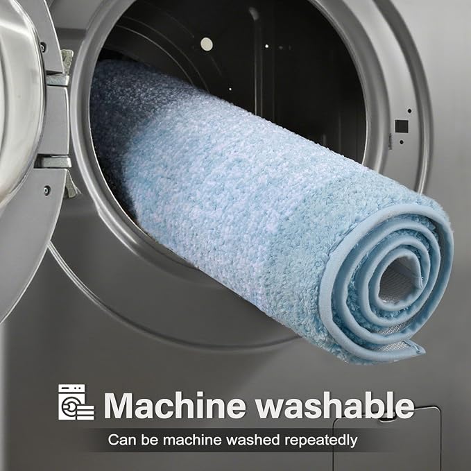 44x24 Large Bathroom Rugs Washable Non Slip, Light Blue Bath Mat for Bathroom Floor Tub, Soft Absorbent Quick Dry Mats for Shower, Bathtub,Home Decor