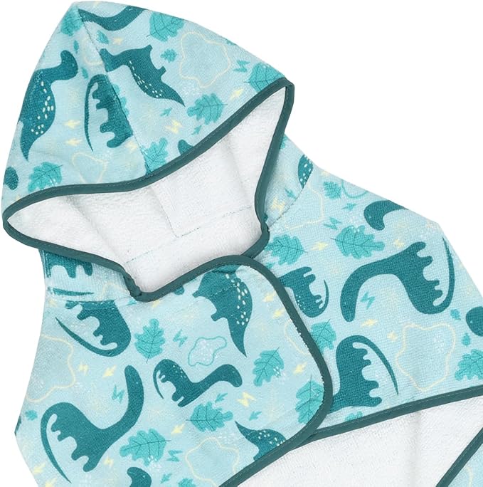 HDE Dog Bathrobe Super Absorbent Quick Drying Puppy Towel Wrap Coat Adjustable After Bath Robes with Hood for Dog Sizes S-XXL Dinosaurs M