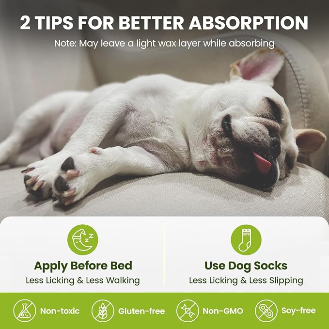 PawSono Lick-Safe Dog Paw & Nose Balm with Coconut Oil | All-Natural Moisturizer & Soother for Dry, Cracked Pads & Snout | Summer Hot Pavement & Sand Paw Wax, Nose Butter for Bulldogs (7.1 oz / 200g)
