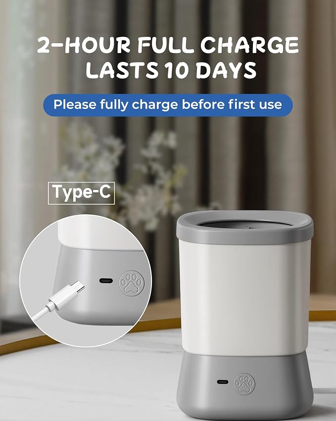 Electric Dog Paw Cleaner for Dogs,2 Speeds Automatic Dog Foot Paw Washer for Small Medium to Large Cat Dog Pet (Grey)