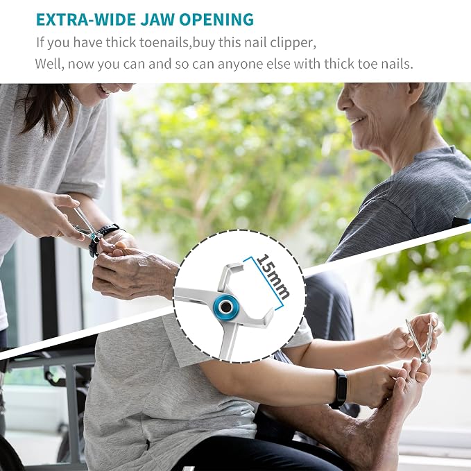Ultra Wide Jaw Opening Nail Clippers Set, Toenail Clippers for Thick Nails, Heavy Duty Nail Cutter, Stainless Steel Toe Nail Clippers for Seniors, Men & Women Manicure,Pedicure,Big(Sliver)