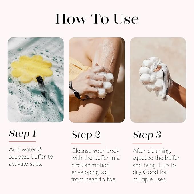 Spongelle Wild Flower Buffer Body Scrubber Bundle with Box | Bath & Shower Loofah for Women | Exfoliator with Body Wash Infused | 14+ uses (Bulgarian Rose, French Lavender, Freesia Pear)