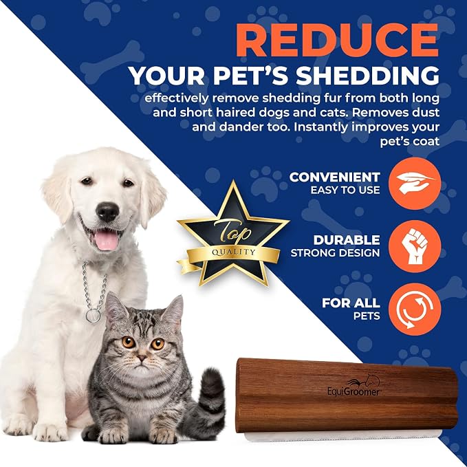 EasyGroomer Deshedding Brush for Dogs & Cats – Undercoat Grooming Tool for Short & Long Hair, Removes Loose Fur & Dirt, Reduces Shedding for Small & Large Pets, Mahogany