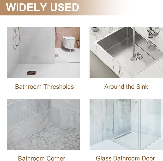 39Inch Shower Threshold Water Dam, Self-Adhesive Silicone Shower Barrier Seal Strip for Bathroom Tub & Kitchen, Under Door Splash Guard, Water Stopper for Dry Wet Separation, Caulk Edge Tape
