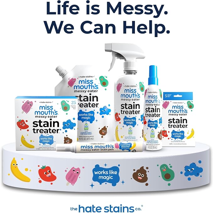 Miss Mouth's Messy Eater Stain Treater and Messy Steppers Shoe Cleaner Magic Duo - Stain Remover for Clothes, Carpet, Upholstery and Shoe Cleaner for Sneakers, Leather, Cloth, Mesh