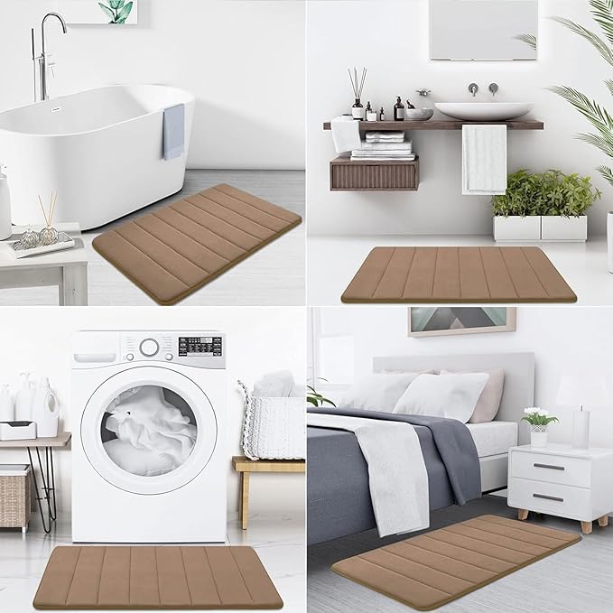 Buganda Memory Foam Bath Mat, 60" x 24", Ultra Soft Bathroom Rugs, Water Absorbent and Machine Washable Bath Rug Runner for Bathroom, Shower, and Tub, Mocha