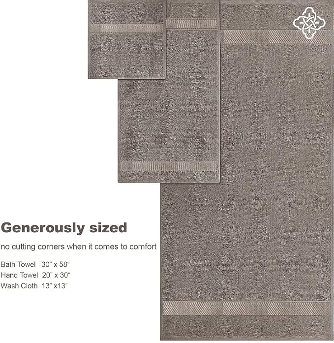 BIOWEAVES 100% Organic Cotton 700 GSM Plush Washcloths 13" x 13" GOTS Certified - Taupe, Pack of 12