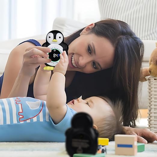 Baby Bath Thermometer, Floating Penguin Toy - Baby Bathing Safety Monitor | Cold and Warm Dual Zone Color Code, Real-time Water Temperature Sensor, Detachable Floating Toy, Special Supply for Maternal