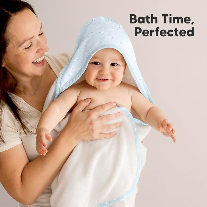 KeaBabies Hooded Baby Towel for Newborn, Baby Bath Towels(Beach Day, 35x35) | Viscose Derived from Bamboo, Large Baby Towels with Hood, Boys, Girls, Toddler, Soft Absorbent Baby Bath Essentials