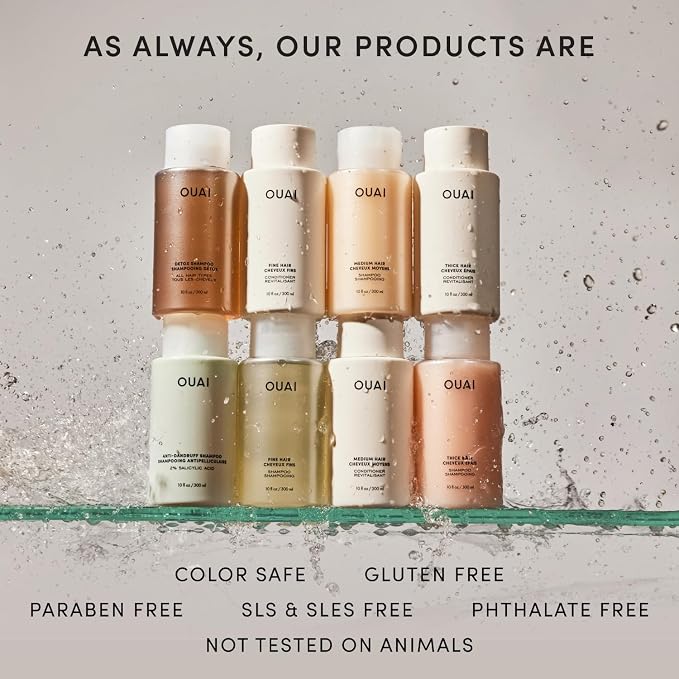 OUAI Thick Hair Shampoo & Conditioner Set, Travel Size - Moisturizing Shampoo & Conditioner - With Keratin, Marshmallow Root, Shea Butter & Avocado Oil - Sulfate, Paraben & Phthalate Free (3 Oz)