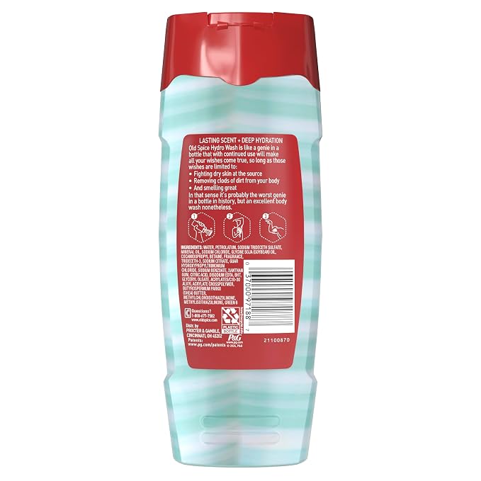 Old Spice Moisturizing Body Wash for Men, Hydro Wash, 2-in-1 Long Lasting Scent & Powerful Hydration to Fight Dry Skin, 24/7 Shower Fresh, Pure Sport Scent, 16 oz (Pack of 4)
