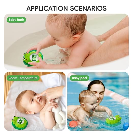 b&h Rechargeable Baby Bath Thermometer, Floating Safety Toddlers Bathtub Thermometer for Accurately Measuring Toddler’s Tub Water Temperature, Newborn Shower Essentials, Cute Frog