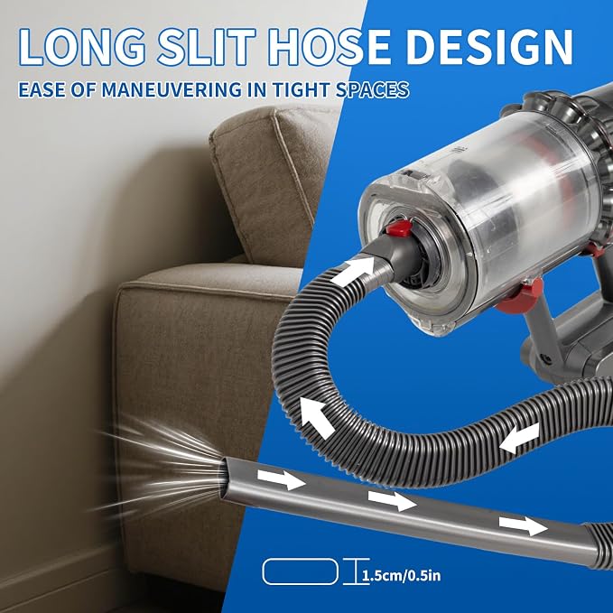 Vacuum Attachment Kit Compatible with Dyson V7 V8 V10 V11 V15 Vacuum Cleaner,Dryer Vent Hose Flexible Extension Hose Mattress Tool Stiff Brush Soft Bristle Crevice Tool Attachment for Home Cleaning