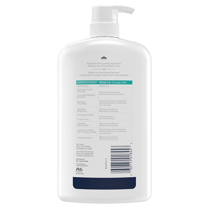 Ivory Sensitive Body Wash, Fragrance-Free, Designed for the Whole Family, Gentle Formula, Free of Dyes Heavy Perfumes Parabens Phthalates & Silicones, Designed for Skin's pH, 35 oz
