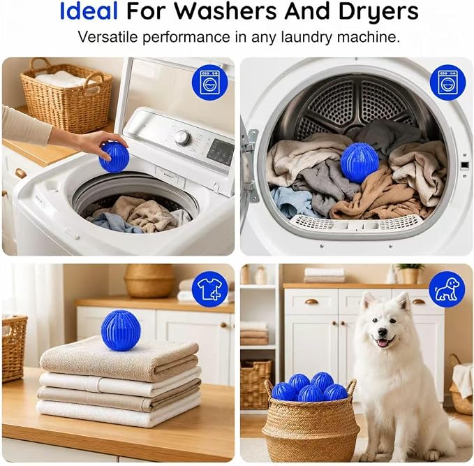 12Pcs Pet Hair Remover for Laundry, 2026 Reusable Dog & Cat Hair Remover, Efficient Debris, Hair Cleaner, Pet Hair Catcher for Clothes, Bedding, Washing Machine Hair Catcher ((Small))