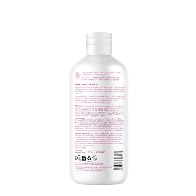 Attitude Bubble Bath, EWG Verified, Plant and Mineral-Based, Dermatologically Tested, Vegan Body Care Products, Coconut & Wild Berries, 16 Fl Oz