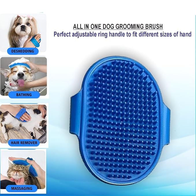 9PC Dog Grooming Kit for Bathing, Dog Paw Cleaner, Shampoo Dispenser Brush, Bath Scrubber & Massage Brush, Washing Gloves, Toothbrush Set, Complete Pet Bath Supplies for Dogs & Cats