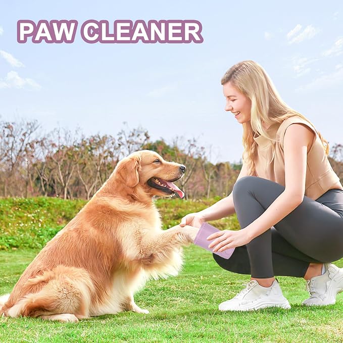 Dog Paw Cleaner, Pet Foot Washer for Small Medium Dogs Cat, Grooming Essentials to Wash Muddy Puppy Feet (Pink)