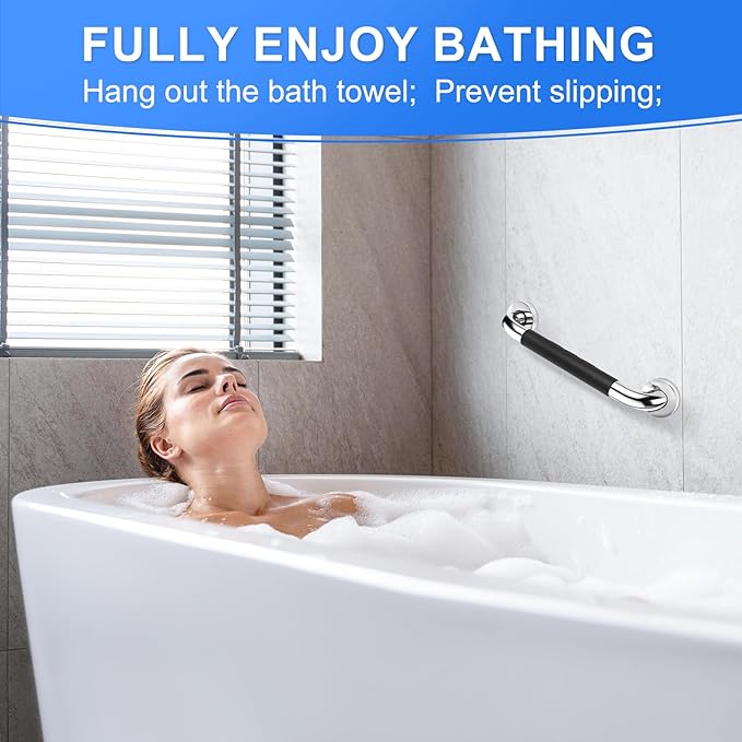 Gotega 16 Inch Shower Grab Bars for Seniors, Anti Slip Handicap Grab Bars | 2 pack, waterproof and sturdy, for elderly, seniors, handicap, pregnant, the injured, children provide stability and balance