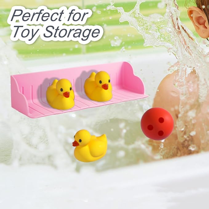 Bathtub Splash Guard, Silicone Bath Tray Spill-Proof Bath & Kitchen Sink Organizer Toy Storage Shelf Waterproof Barrier