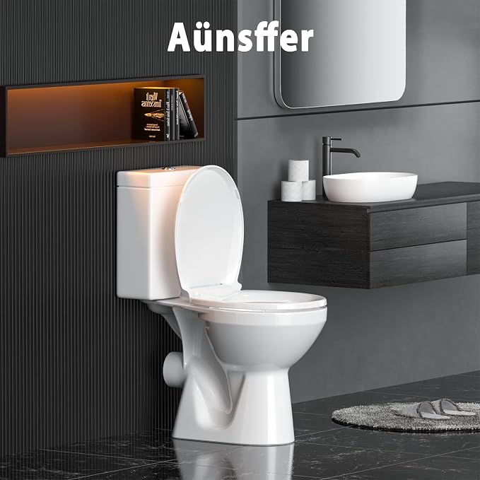 Black Toilet Seat Round, Soft Close, Bottom Fixing, PP Material, Safe and Easy Clean, 16.5 Inch