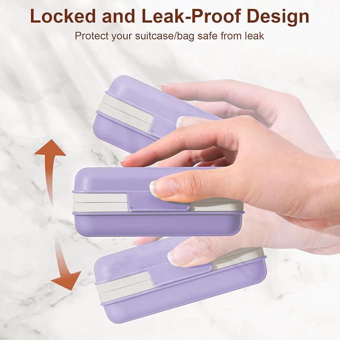 Quatish Leakproof Bar Soap Holder Dish with Lid for Shower, Portable Travel Soap Case Box for Gym, Camping, Hiking, Outdoor Use, Travel Size Toiletries Essentials, Keeps Soap Dry, Purple