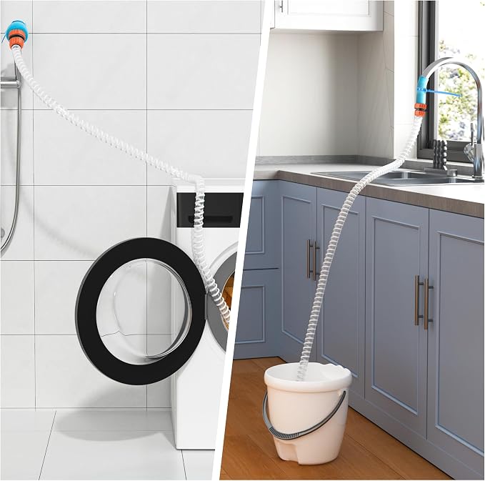 Slip-On Tub Hose for Bathtub Faucet, Ear-Tab Zip-Tie Connector, Handheld Sprayer Head, No-Install Faucet Hose Attachment for Hair Washing & Cleaning, 6 ft, Fits Spouts up to 3 in