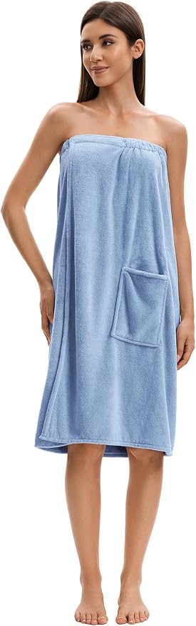 Towel Wrap For Women After Shower,Plush Bath Robe Female,Sauna Spa Wrap Around Towels With Pockets