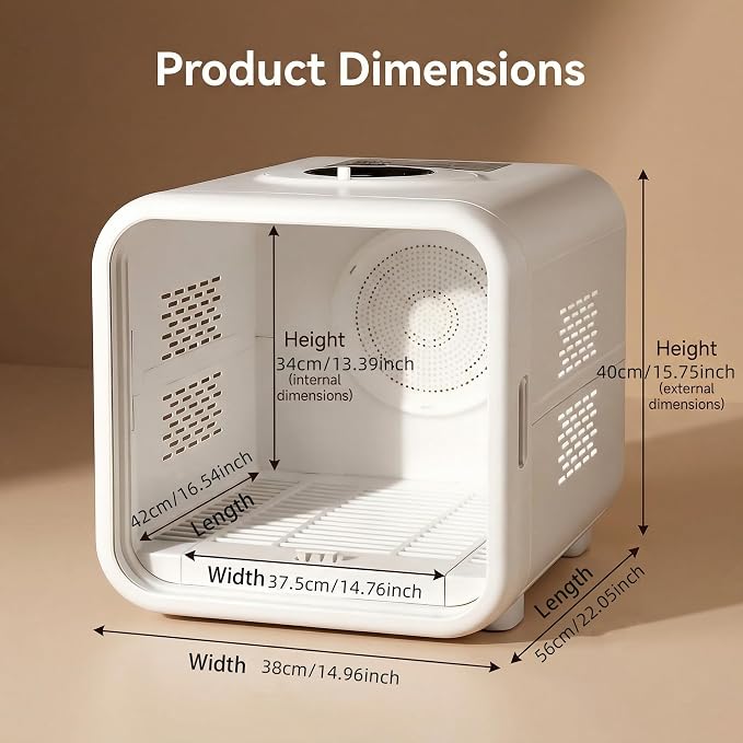 Pet Dryer Box for Cats and Small Dogs - 360° Fast Drying, Adjustable Temperature, Transparent Design, Stress-Free Hands-Free Grooming | Peting Window