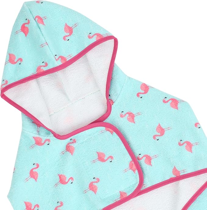 HDE Dog Bathrobe Super Absorbent Quick Drying Puppy Towel Wrap Coat Adjustable After Bath Robes with Hood for Dog Sizes S-XXL Flamingos XXL
