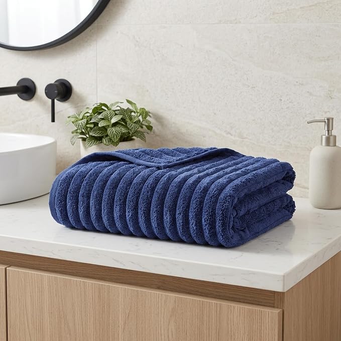 4 Pack Microfiber Bath Towels, 30x60 Inches Oversized Bath Sheets for Adults, Super Absorbent & Quick Dry Shower Towels, Lint Free Lightweight Body Towels for Bathroom, Gym & Travel (Navy Blue)