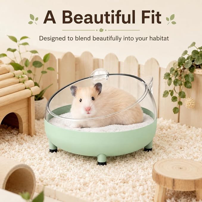 Meow&Woof Hamster Sand Bath Container, Large Sandbox Toilet Gerbil Batheoom, Tiny Chinchilla Dust Bathtub Sand Bath Box for Hamster Cage Accessories 5.2 Inch-Light Green