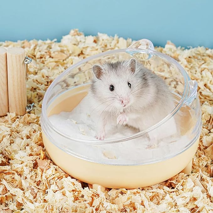 Meow&Woof Hamster Sand Bath Container, Large Sandbox Toilet Gerbil Batheoom, Tiny Chinchilla Dust Bathtub Sand Bath Box for Hamster Cage Accessories 5.2 Inch-Pink