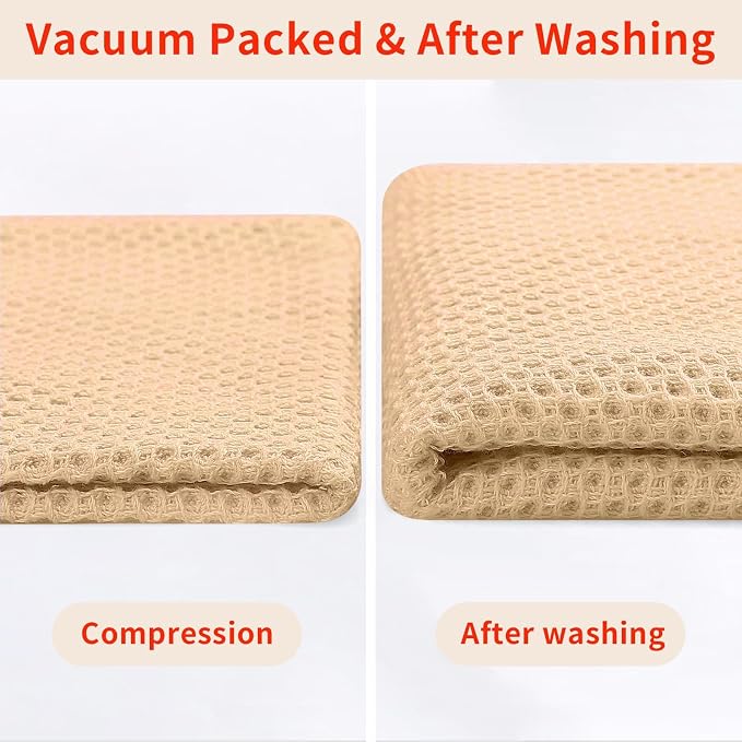 Homaxy 100% Cotton Waffle Weave Kitchen Dish Cloths, Ultra Soft Absorbent Quick Drying Dish Towels, 12 x 12 Inches, 18-Pack, Apricot