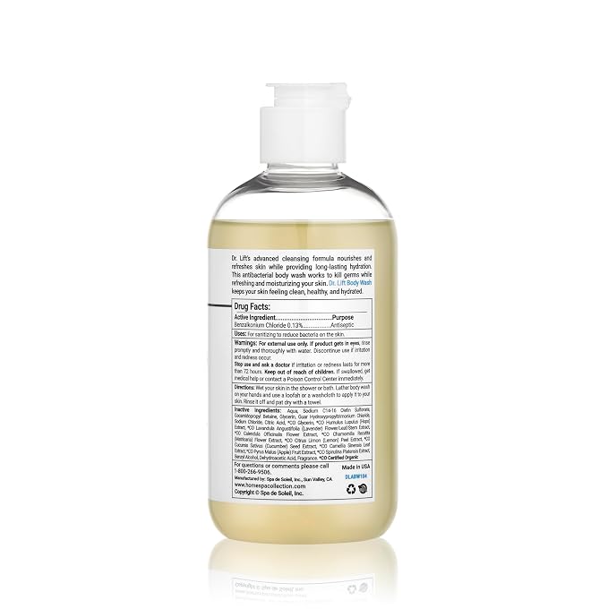 DR. LIFT Antibacterial Body Wash, 8 oz (3-Pack) - Gentle & Effective Shower Gel - Made in America