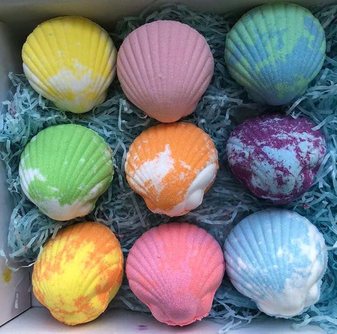 Bath Bombs for Kids with Surprise Inside, 9 Pack Mermaid Bath Bomb Gift Set for Girls, Natural Organic Bubble Bath with Shea Butter & Coconut Oil, Birthday Gift for Kids
