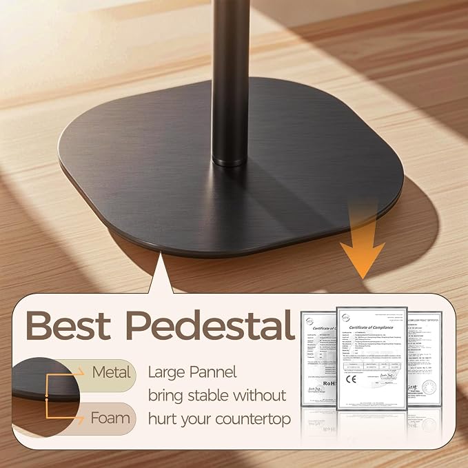 Hair Dryer Stand Holder-19 inch Ultra Stable Countertop Blow Dryer Stand | Enlarged Base Pedestal, Hands Free Blow Dryer Stand, 360 Degree Rotating, Height Adjustable, Works for 99% Blow Dryer