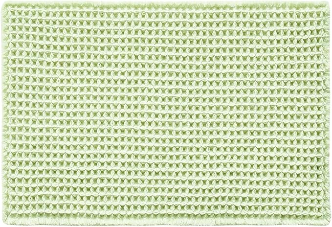 TYUU Waffle Bath Mat, Boho Bathroom Rugs Non Slip Washable Super Absorbent Quick Dry Cute Bath Mat Farmhouse Bathroom Decor, 30"x20" Pale Green