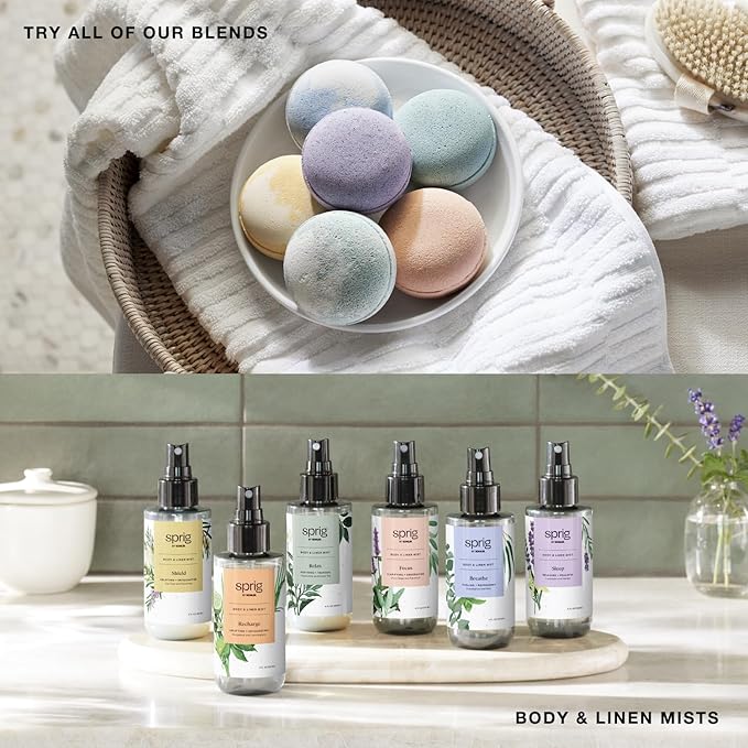 Sprig by Kohler Tea Tree + Rosemary Bath Bomb, Hypoallergenic, Made with Natural Botanicals & Premium Skincare Ingredients (Shea Butter, Coconut Oil, & Kaolin Clay) to Purify and Center - Shield