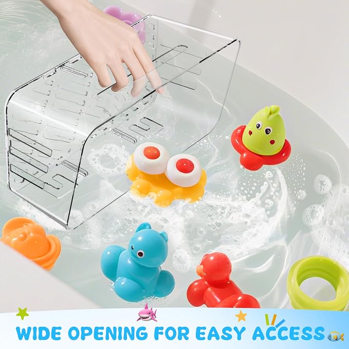 Lysam Bath Toy Storage 2 Packs, Large Bath Toy Holder with 3 Compartment, Quick Dry Bathtub Toy Organizer, Bath Tub Toy Net, Shower Toy Basket & Bin, Bathroom Accessories for Baby,Toddler,Kids(Clear)