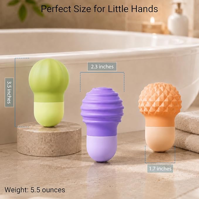 Sensory Squeezing Water Bath Toys for Toddlers,3PCS Bath Tub Pool Floating Toys for Babies Kids 1-3,Textured Fidget Toys Stocking Stuffers Gifts for Girls Boys 18+ Months