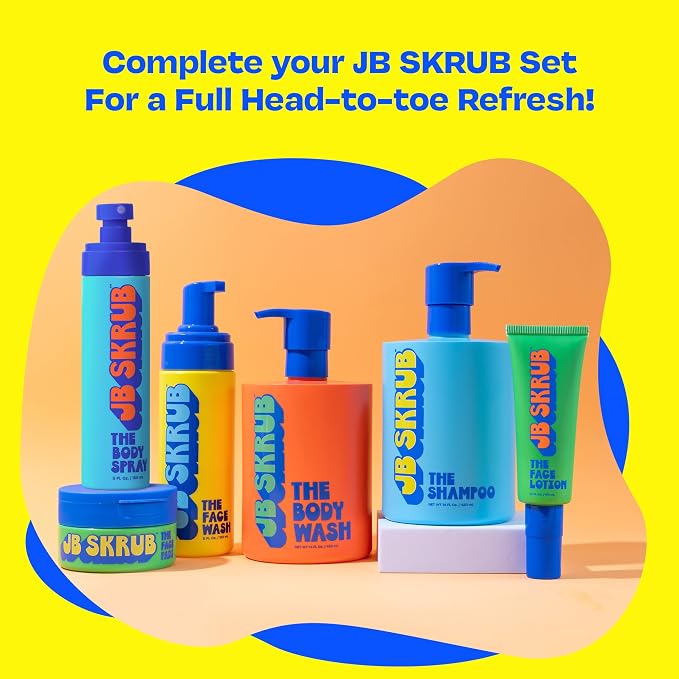 JB SKRUB Boys Shampoo for Kids, Tweens & Teens‚ Aloe Vera & Green Tea for Healthy Hair & Scalp‚ Sulfate-Free, Paraben-Free, Citrus Scent, 14 oz.