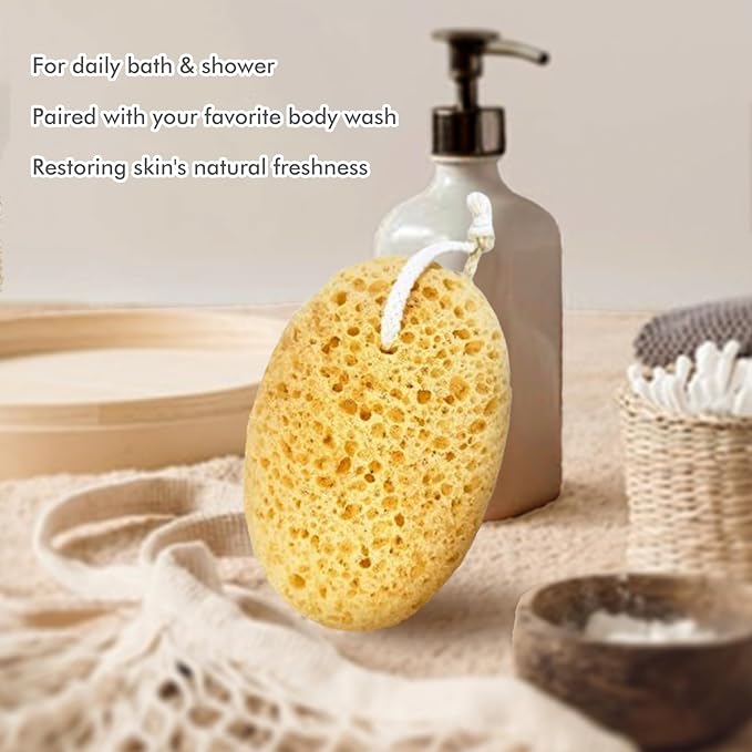 Bath Sponges for Shower, Azymi 4-Pack Sponges Bath for Sensitive Dry Skin | Soft Body Sponge Bath Foam, Creates Luxurious Lather for Gentle & Deep Cleansing Exfoliating for Women Men Elderly