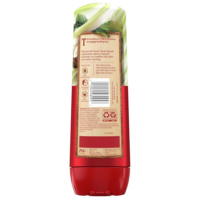 Old Spice Body Wash GentleMan’s Super Hydration for Men, 24/7 Renewing Moisture, Gentle on Skin with Skin Conditioners, Fiji with Palm Tree + Coconut Scent, 20 oz