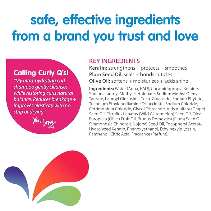 SoCozy Curl Shampoo for Kids Curly Hair (16 Fl Oz Pump) Gentle Hydrating Cleanser,Helps Improve Elasticity,Reduce Breakage&Frizz with Keratin,Plum Seed Oil&Olive Oil,Paraben-&Sulfate-Free,(Pack of 2)