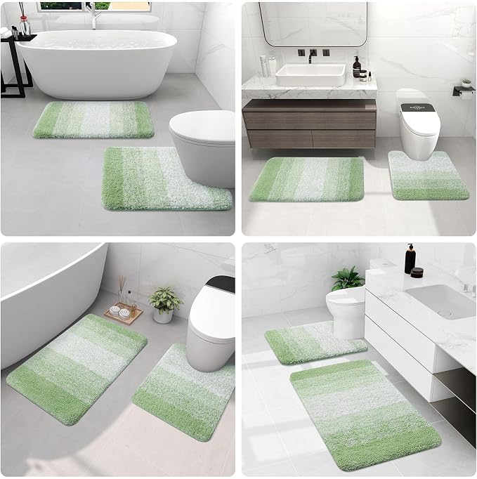 Arotive Microfiber Bathroom Rugs, Shaggy Soft and Absorbent Bath Rug, Thick Plush Machine Washable Dry Bath Mats for Bathroom, Tub and Shower, 54x24, Sage Green, Rectangular