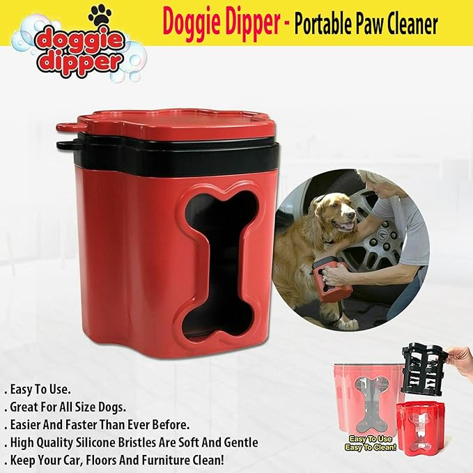 Dog Paw Cleaner/Washer - Portable, Cleans and Dries Quickly - Silicone Bristles - Keeps Furniture and Carpets Clean from Muddy Paws