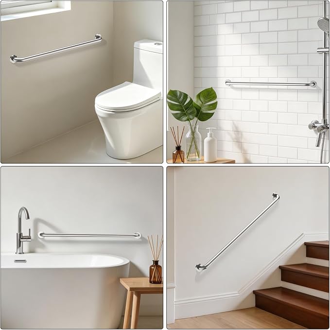 42 Inch Stainless Steel Shower Grab Bar, ZUEXT Chrome Shower Handle, Bathroom Balance Bar, Safety Hand Rail Support Bar for Handicap Elderly Injury, Senior Assist Bath Tub Wall Concealed Mount Handle