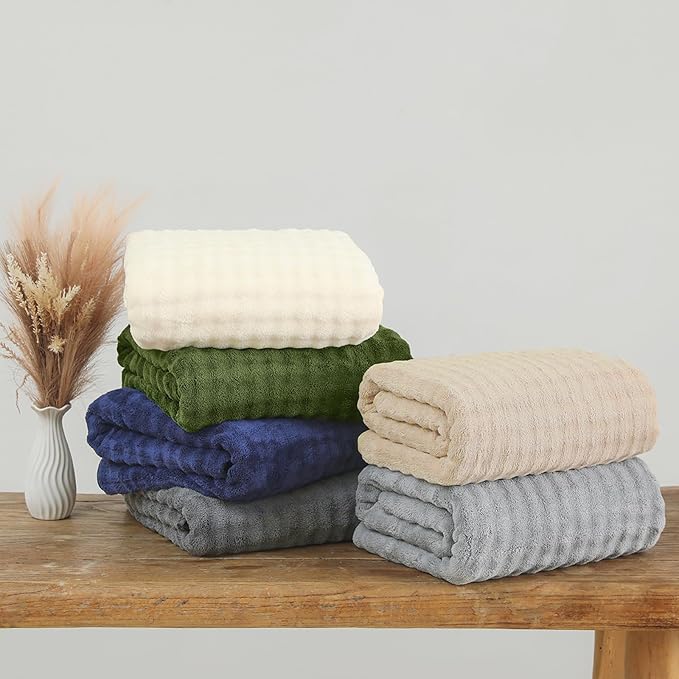KBY Bath Towels Set 6 Piece 40x80 Inches,2 Extra Large Bath Sheets 2 Hand Towels 2 Washcloths,Highly Absorbent Quick Dry Microfiber,Ultra Soft Towel Set for Bathroom,Spa,Gym, Hotel (Olive Green)